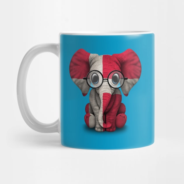 Baby Elephant with Glasses and Danish Flag by jeffbartels